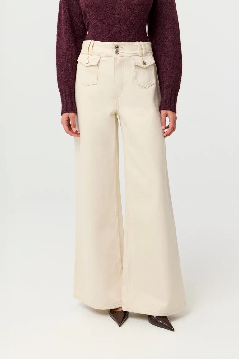 Pantalón tiro alto de pierna ancha con bolsillos plaqué delanteros y calce relajado de Markova en Pantalones para argentina