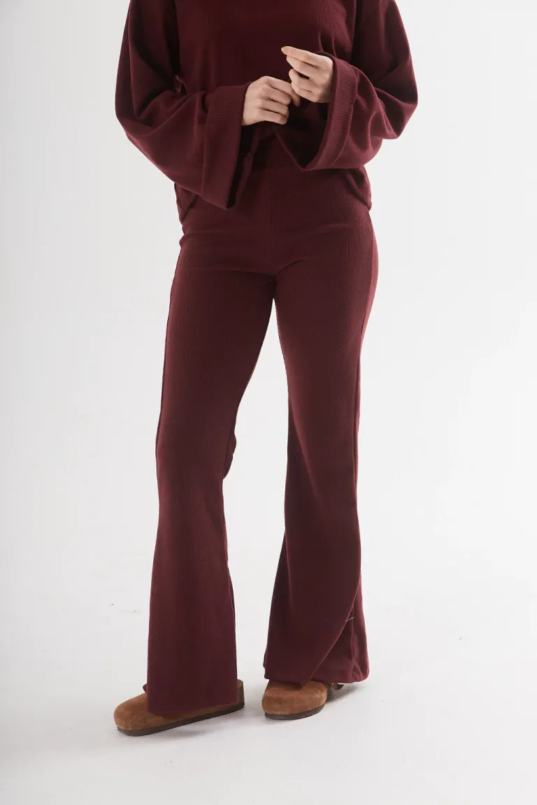 Pantalón Sabina de cintura ancha en tejido waffle con corte recto para un look sofisticado de Belle en Pantalones para argentina