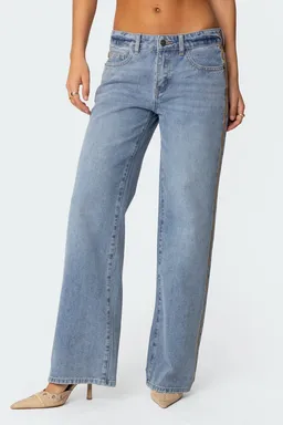 Jeans tiro bajo rayas gamuza sintética de Edikted en Pantalones para argentina