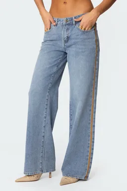 Jeans tiro bajo rayas gamuza sintética de Edikted en Pantalones para argentina