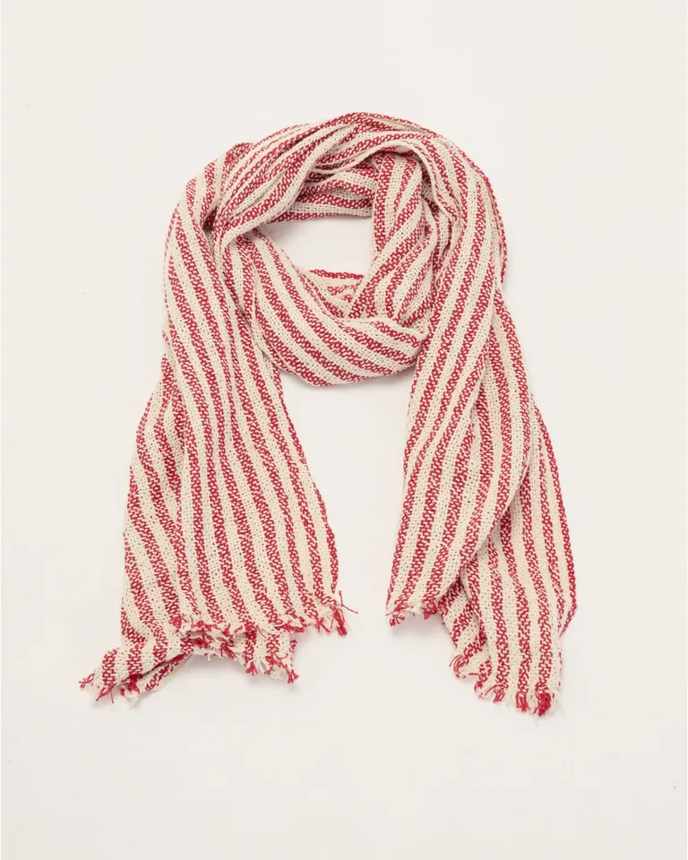 Pashmina de algodón con diseño de rayas en tonos rojo y blanco de Blue Sheep en Bufandas y Pañuelos para argentina