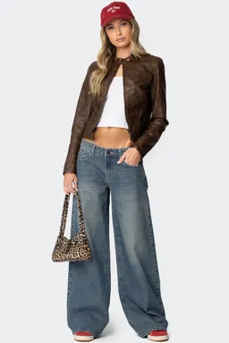 Campera cuero sintético lavado teddi de Edikted en Chaquetas para argentina
