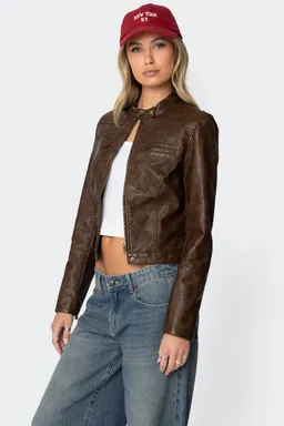 Campera cuero sintético lavado teddi de Edikted en Chaquetas para argentina