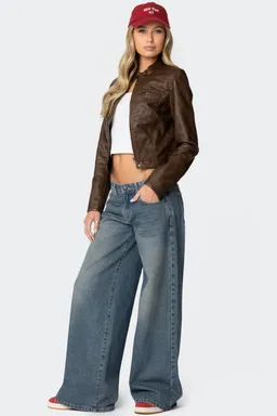 Campera cuero sintético lavado teddi de Edikted en Chaquetas para argentina