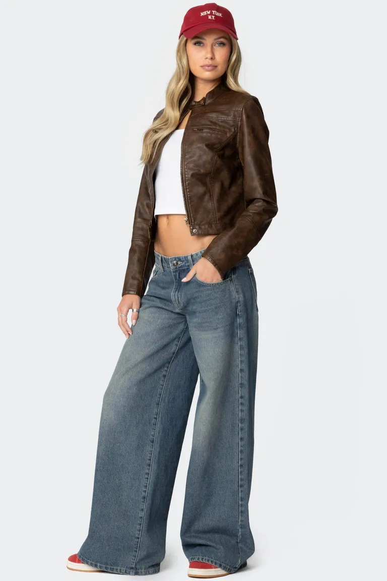 Campera cuero sintético lavado teddi de Edikted en Chaquetas para argentina