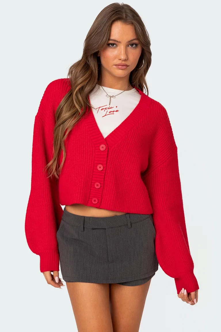 Cárdigan sabrina corto punto grueso de Edikted en Buzos y Sweaters para argentina