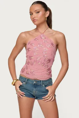 Top halter bordado lentejuelas de Edikted en Tops para argentina