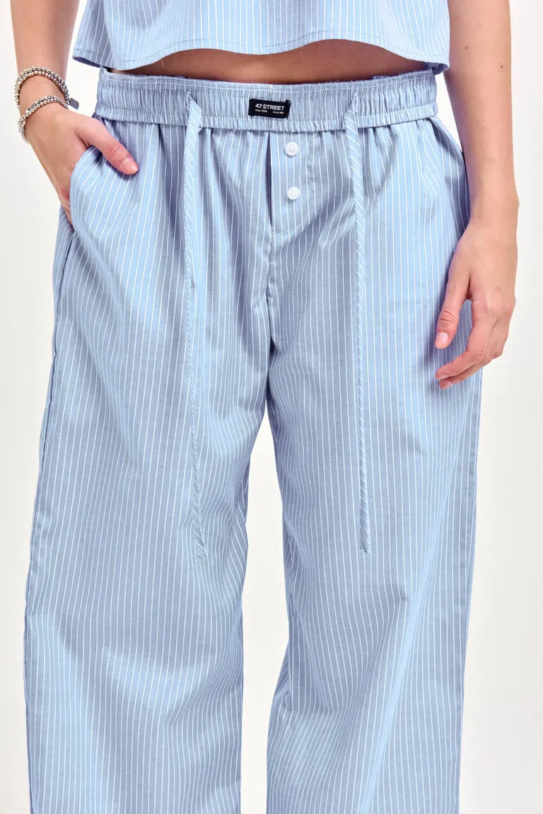 Pantalón de poplín de corte recto y cintura elástica, ideal para looks urbanos y versátiles de 47 Street en Pantalones para argentina