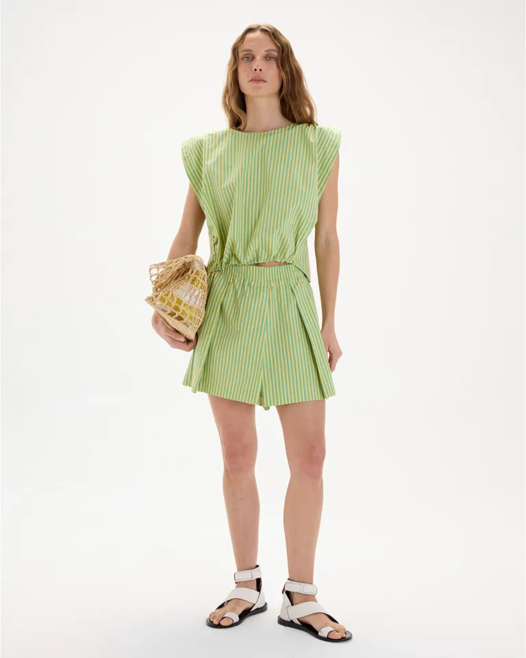 Short juliana con diseño de falda y estampado a rayas de Blue Sheep en Shorts para argentina