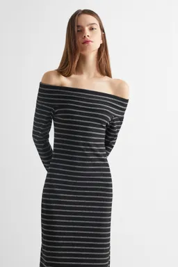 Vestido midi escote bardot rayado de Mango Teen en Vestidos para argentina