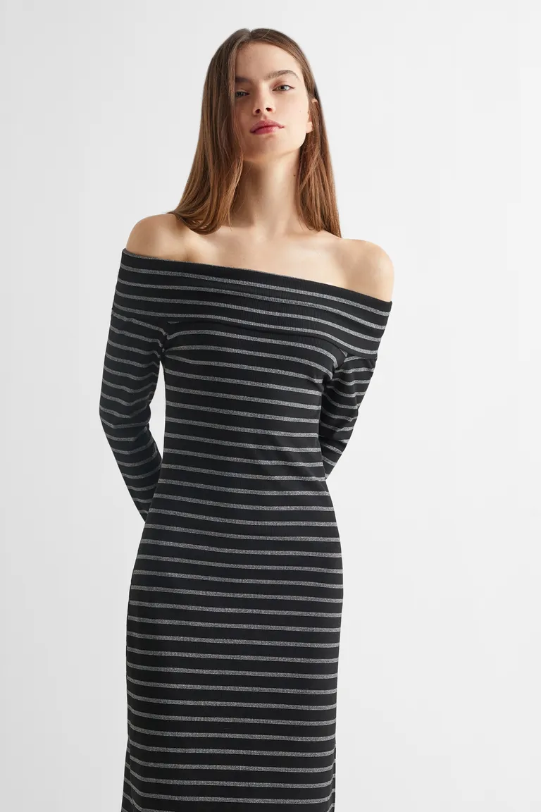Vestido midi escote bardot rayado de Mango Teen en Vestidos para argentina