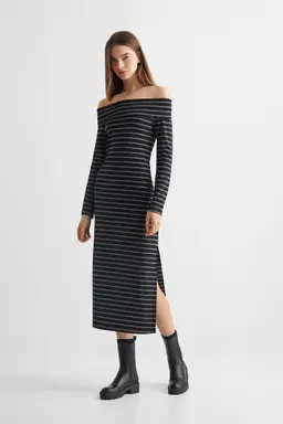 Vestido midi escote bardot rayado de Mango Teen en Vestidos para argentina