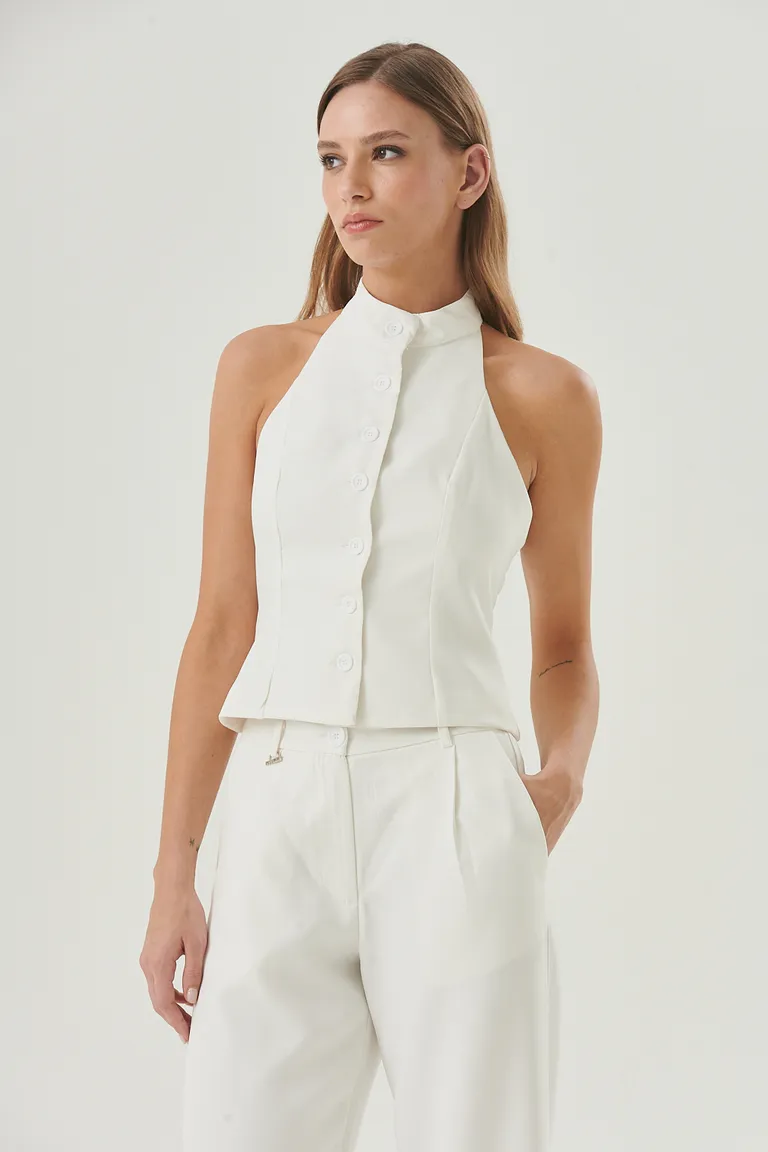 Top nuit de corte sofisticado con escote halter y espalda descubierta de Sweet en Tops para argentina