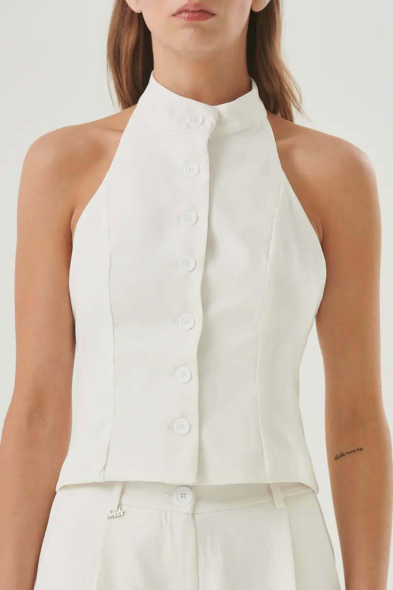 Top nuit de corte sofisticado con escote halter y espalda descubierta de Sweet en Tops para argentina