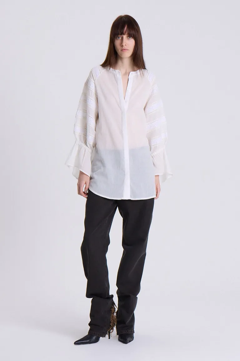 Camisa de voile oversize con diseño de puntillas de Maria Cher en Camisas para argentina