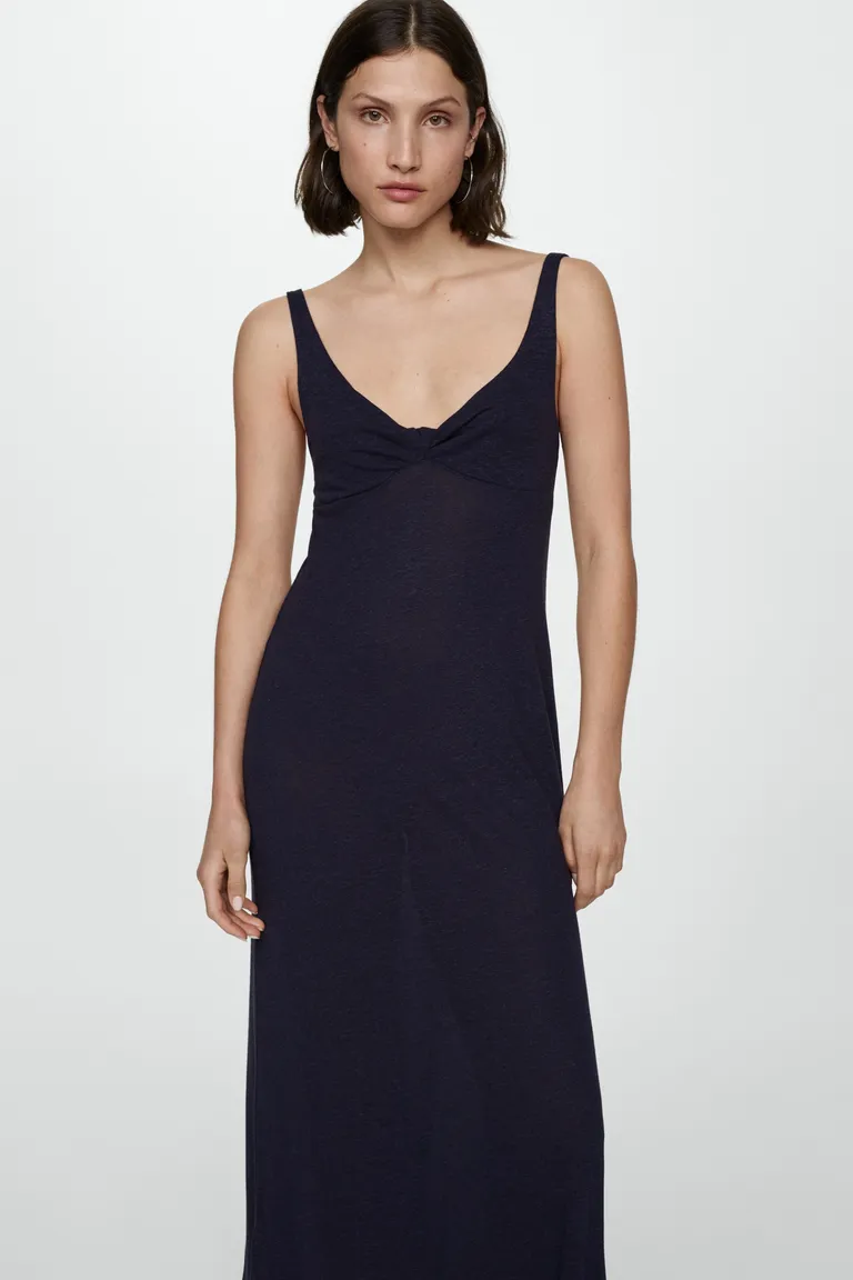 Vestido lino detalle nudo de Mango en Vestidos para argentina
