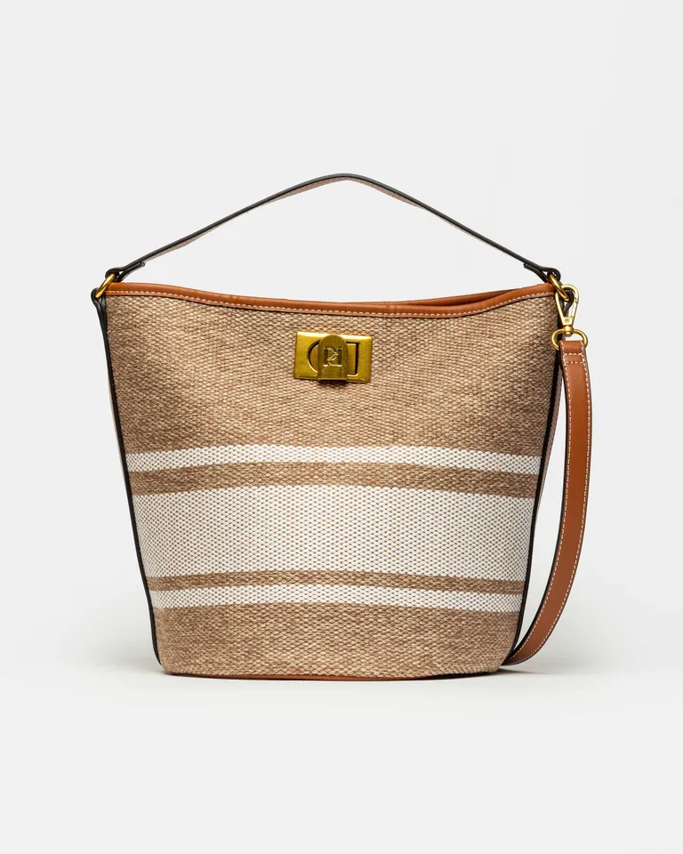 Cartera de mano lyon en canvas con lock marcario en bronce de Prüne en Bolsos y Carteras para argentina