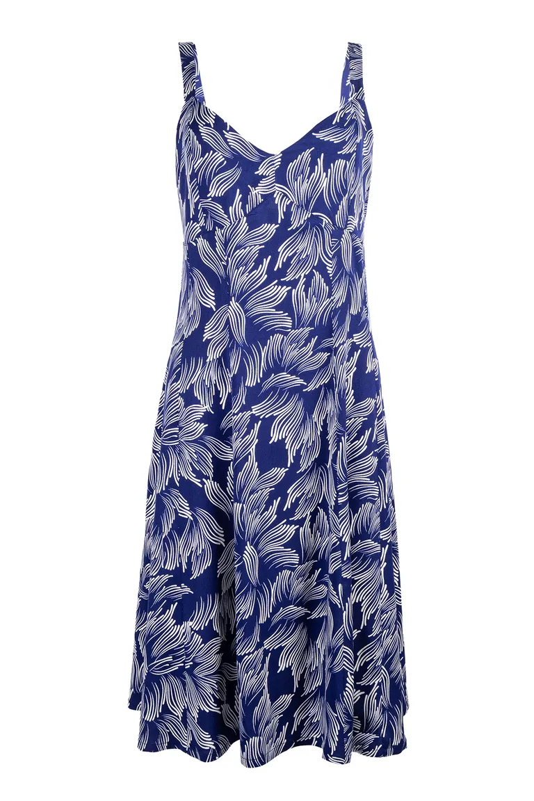 Vistoso vestido corto de diseño estampado en tonos azulados, ideal para realzar tu figura de Kill en Vestidos para argentina