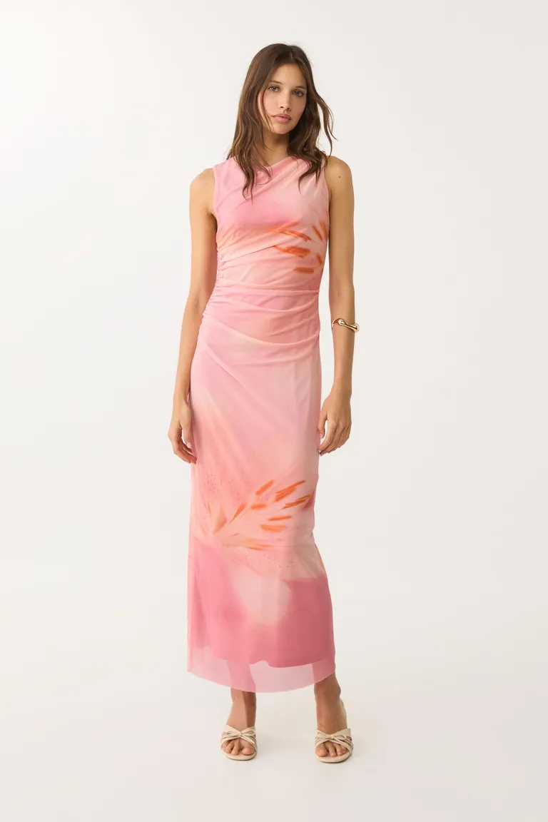 Vestido midi estampado de tul de Stradivarius en Vestidos para argentina