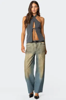 Top halter rayas abertura frontal de Edikted en Tops para argentina