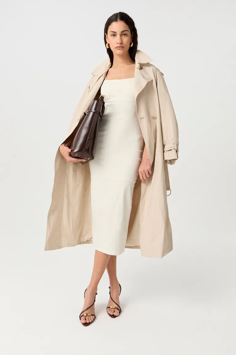 Vestido midi de bengalina efecto lino con espalda destacada de Markova en Vestidos para argentina