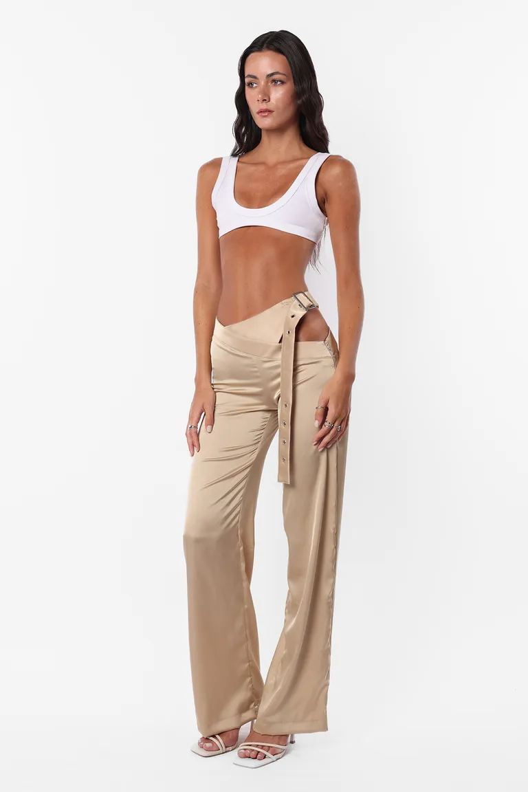 Pantalón sastrero recto de tiro medio con detalles en la cintura de Top White en Pantalones para argentina