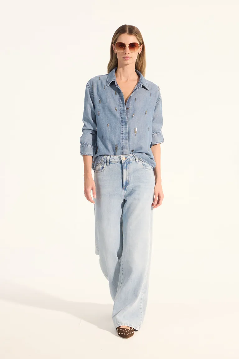 Camisa de manga larga en tencel con bordado a contraste de Portsaid en Camisas para argentina