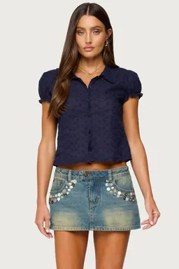 Lanie camisa ojalillos botones entallada de Edikted en Blusas para argentina