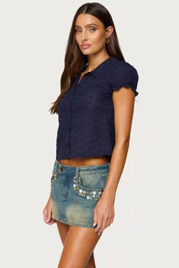 Lanie camisa ojalillos botones entallada de Edikted en Blusas para argentina