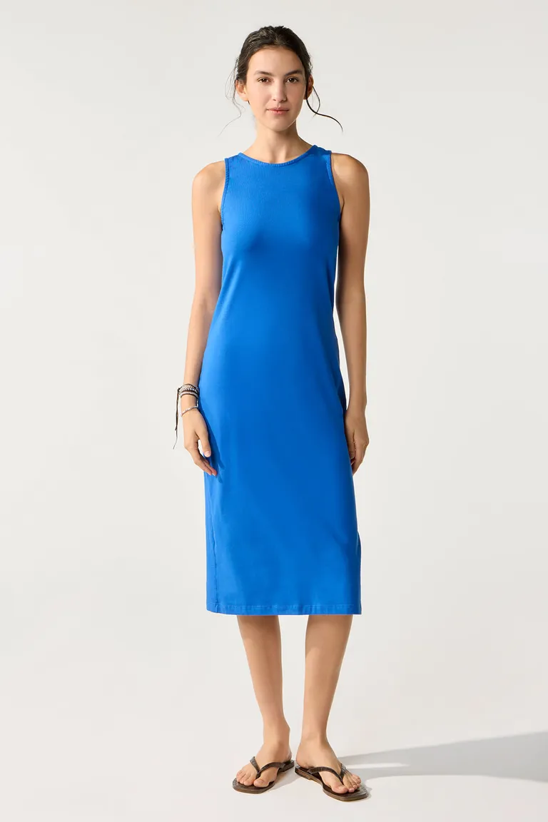 Vestido midi de punto elástico y corte entallado para mujer de Cuesta Blanca en Vestidos para argentina