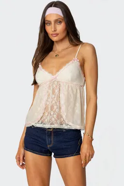 Top babydoll encaje transparente cinta de Edikted en Tops para argentina