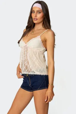 Top babydoll encaje transparente cinta de Edikted en Tops para argentina