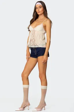 Top babydoll encaje transparente cinta de Edikted en Tops para argentina