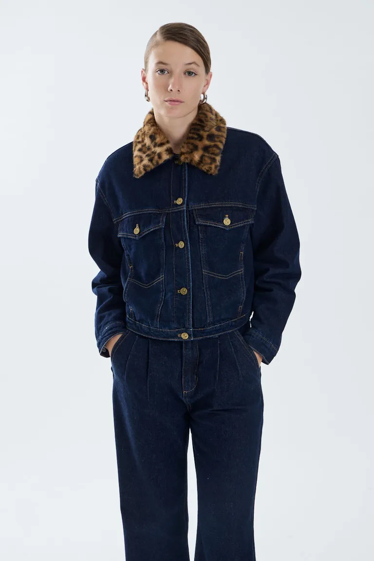 Campera de jean con cuello de pelo sintético diseño clásico abotonada de Portsaid en Chaquetas para argentina