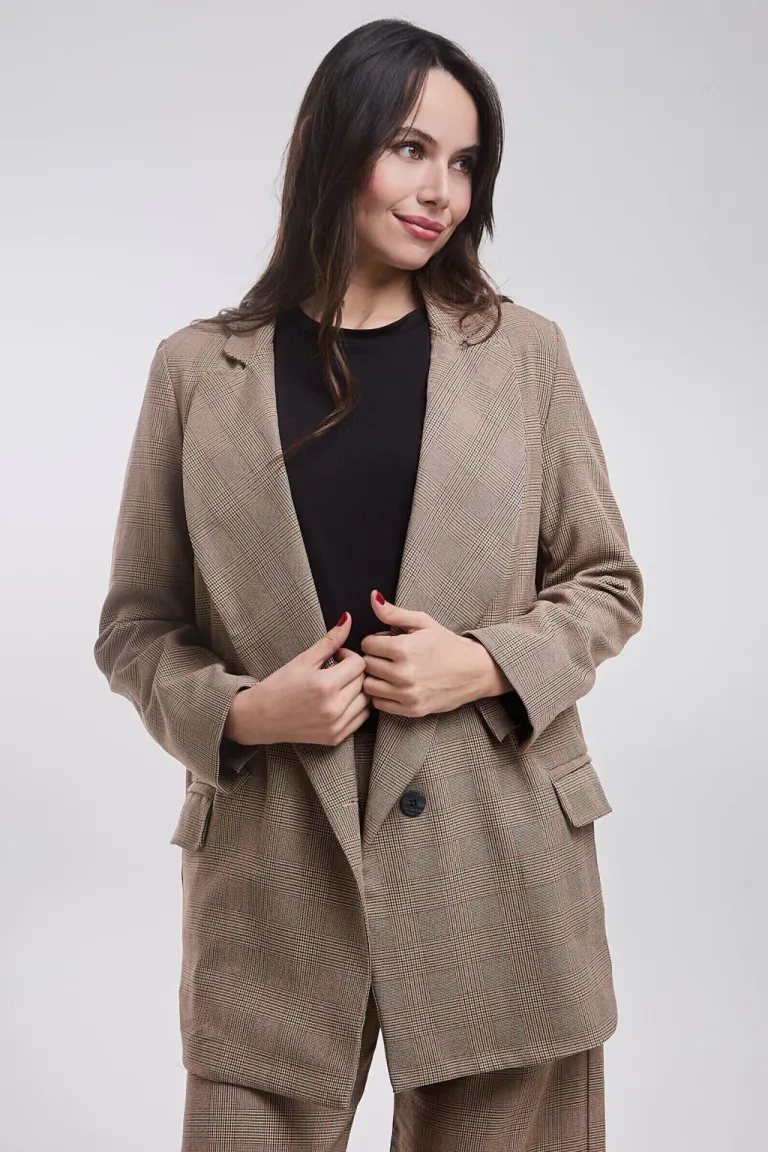 Blazer oversize de corte amplio en tela cuadrilla para un estilo elegante y moderno de Belle en Blazers para argentina