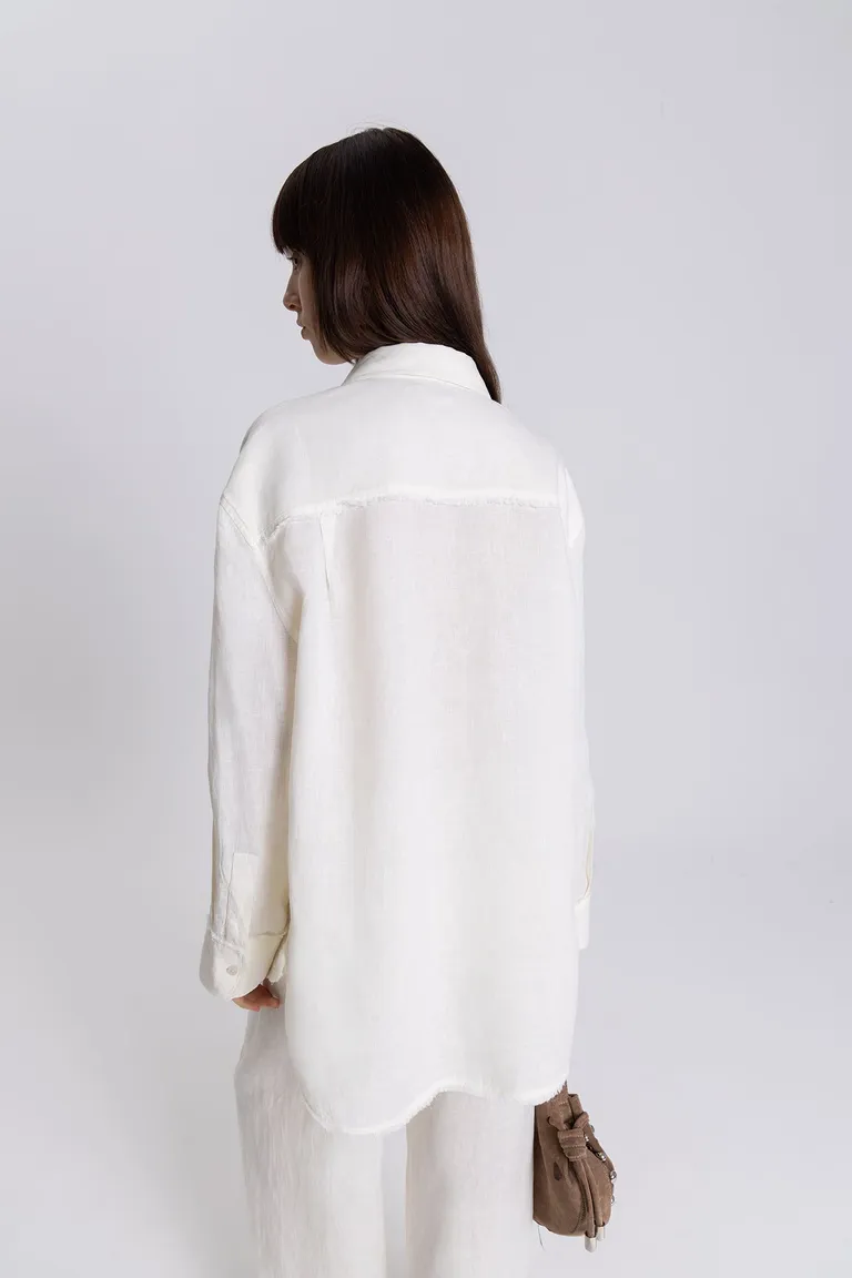 Camisa oversize de lino natural con teñido artesanal en color crudo de Maria Cher en Camisas para argentina