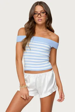 Top tejido rayado escote bardot de Edikted en Tops para argentina
