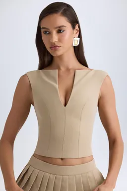 Crop top camel frente abierto de Oh Polly en Tops para argentina