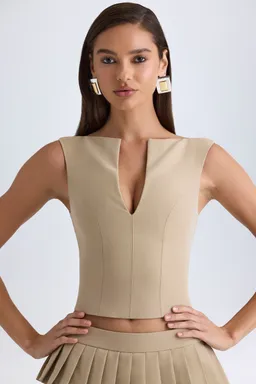 Crop top camel frente abierto de Oh Polly en Tops para argentina