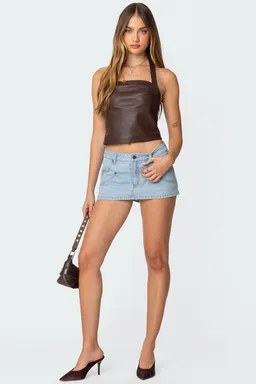 Top halter cuero sintético drapeado de Edikted en Tops para argentina