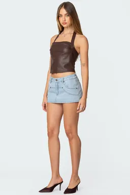 Top halter cuero sintético drapeado de Edikted en Tops para argentina