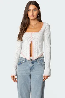 Top pointelle abbie con abertura de Edikted en Blusas para argentina
