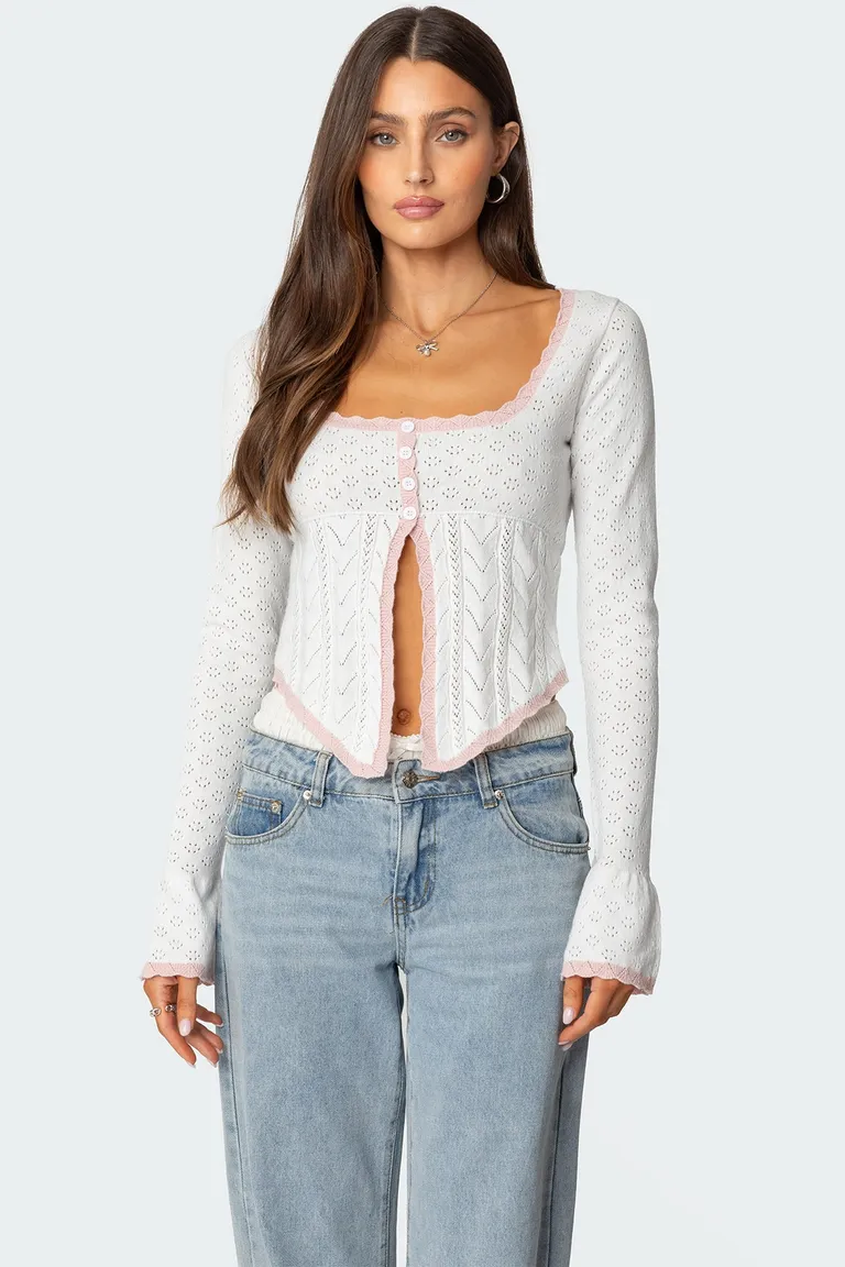 Top pointelle abbie con abertura de Edikted en Blusas para argentina