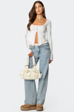 Top pointelle abbie con abertura de Edikted en Blusas para argentina
