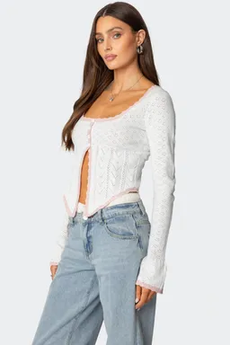 Top pointelle abbie con abertura de Edikted en Blusas para argentina