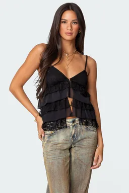Musculosa con volados abertura de Edikted en Tops para argentina