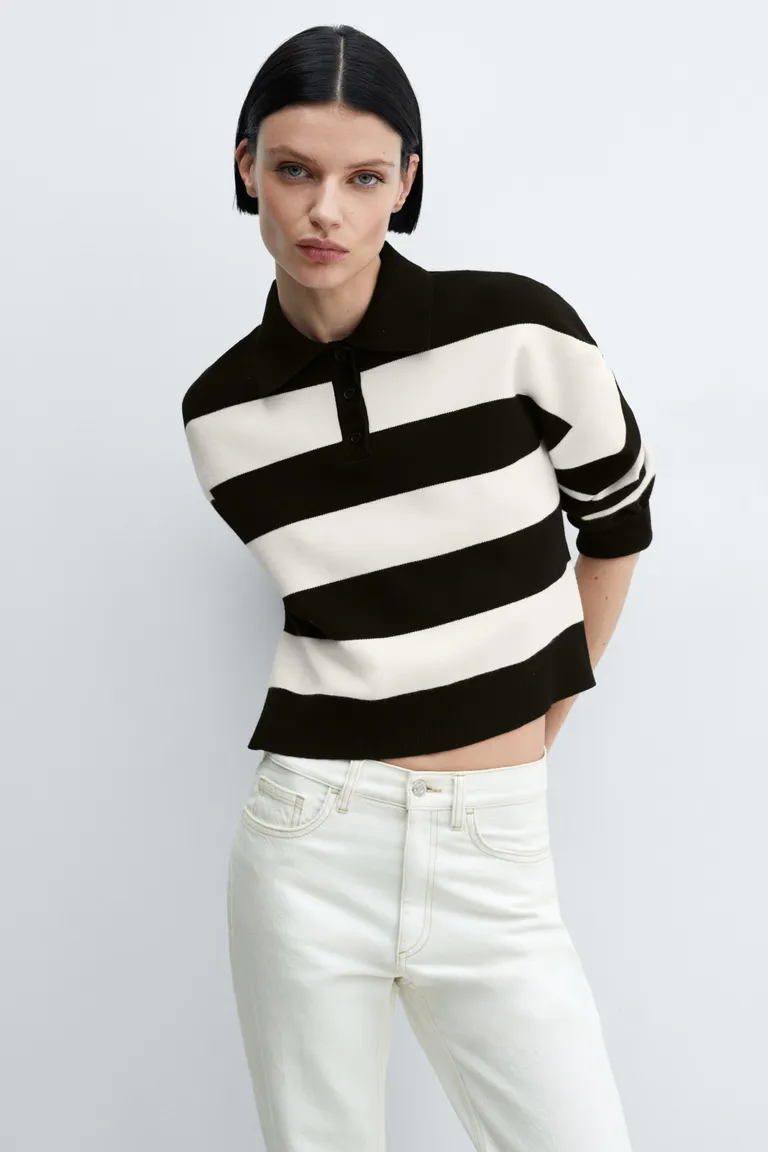 Sweater rayas cuello polo de Mango en Buzos y Sweaters para argentina