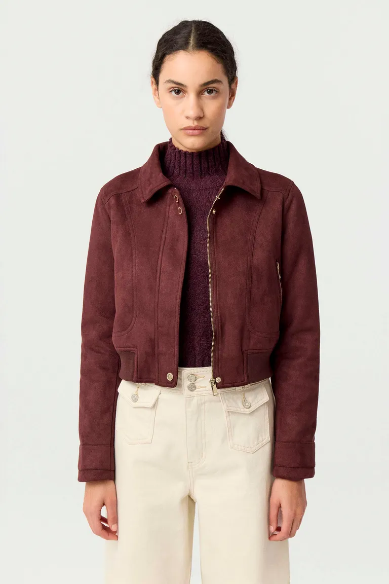 Chaqueta de silueta relajada con cierre frontal y puños tejidos personalizados de Markova en Chaquetas para argentina