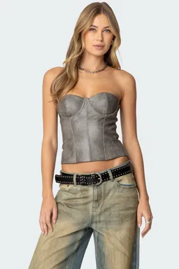 Corset sulivan strapless cuero sintético de Edikted en Tops para argentina