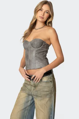 Corset sulivan strapless cuero sintético de Edikted en Tops para argentina
